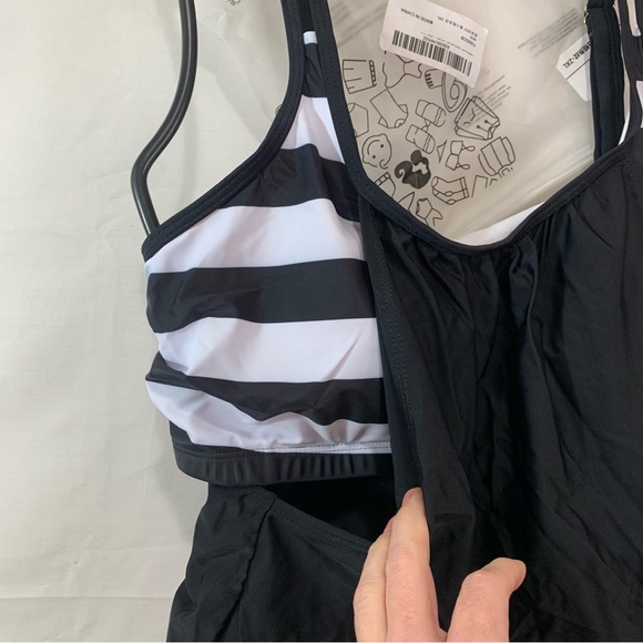 Zando 2 Piece Striped Sporty Tankini Top with Bikini Bottom Swimsuit 2XL (14-16) - Picture 6 of 11